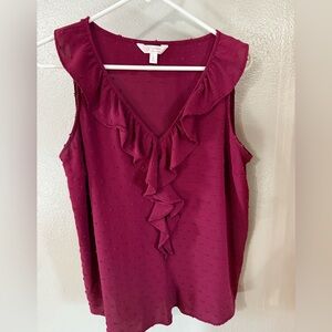 LC Lauren Conrad Women's Ruffled Plum Blouse